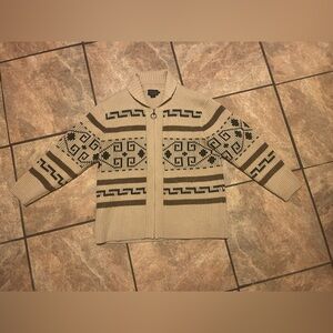 Pendleton westerly full zip Aztec knit sweater cream extra large